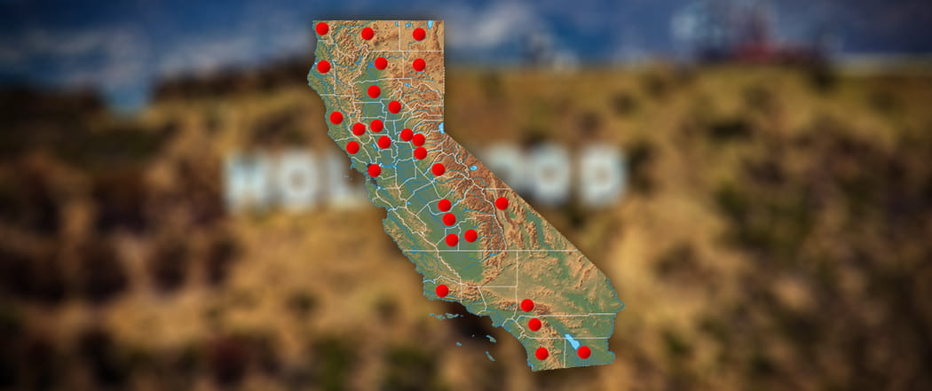 Map of All Indian Casinos in the State of California