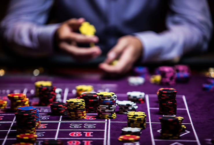 Casino Table with Chips