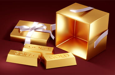 Golden Bars and Golden Gift Box