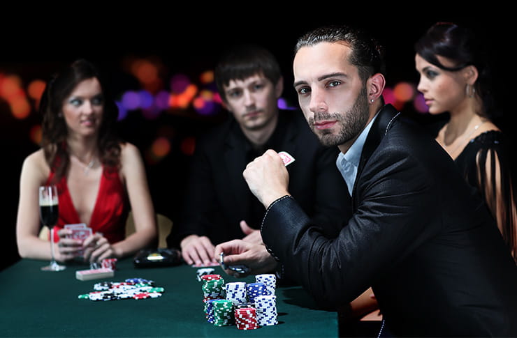 Elegant Man Sitting on a Casino Table