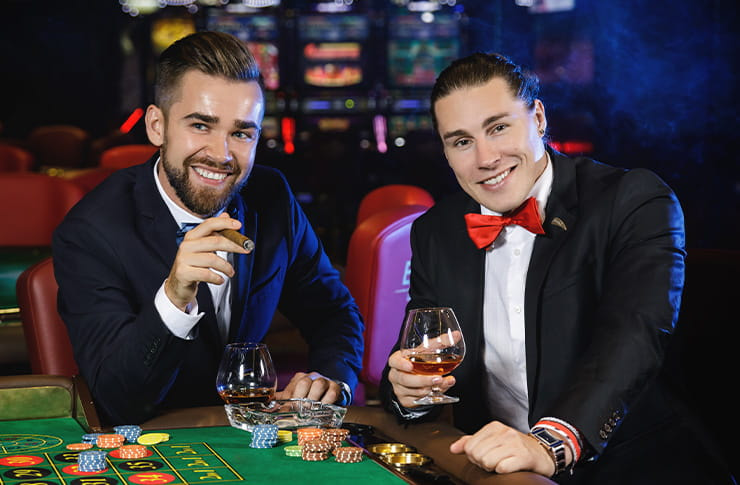 Two Players at Harrahs Roulette Table