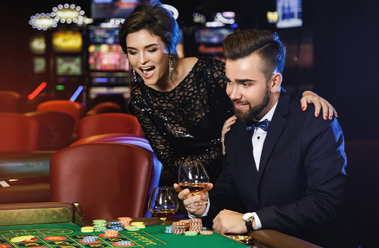 A Couple at a Roulette Table