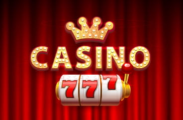 Casino Golden Sign With a Crown and 777