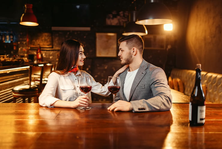 A Couple Talking at Pechanga Restaurant