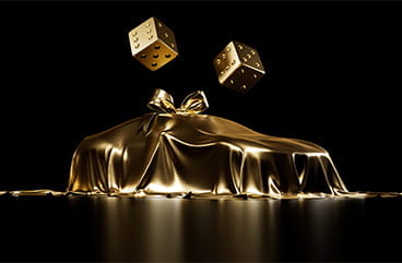 Golden Dices Over a Car with Golden Cover
