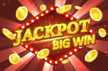 Jackpot Big Win Sign with Flying Golden Chips